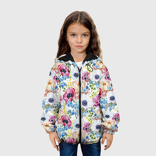 Детская куртка Цветы и бабочки 10 / 3D-Черный – фото 3