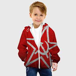Куртка с капюшоном детская Флаг СССР: Серп и Молот, цвет: 3D-белый — фото 2