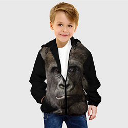 Куртка с капюшоном детская Глаза гориллы, цвет: 3D-черный — фото 2