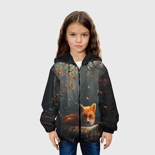 Детская куртка Лисица в лесу / 3D-Черный – фото 3