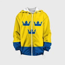 Куртка с капюшоном детская Сборная Швеции: домашняя форма, цвет: 3D-белый