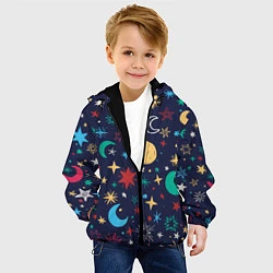 Куртка с капюшоном детская Звездное небо, цвет: 3D-черный — фото 2