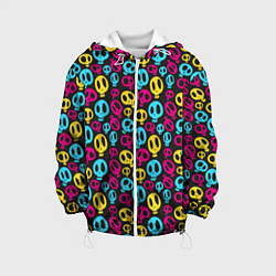 Куртка с капюшоном детская Цветные черепушки, цвет: 3D-белый