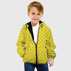 Куртка с капюшоном детская Текстура лимон-лайм, цвет: 3D-черный — фото 2