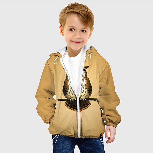 Детская куртка Сова на ветке / 3D-Белый – фото 4