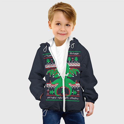 Детская куртка Новогодний свитер Ктулху / 3D-Белый – фото 4