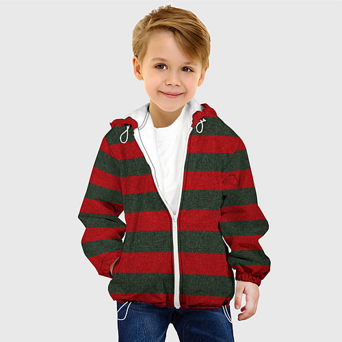 Детская куртка Красно-полосатый / 3D-Белый – фото 4