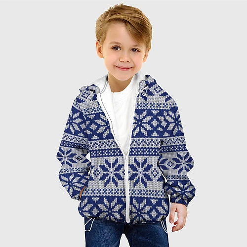 Детская куртка Синий свитер / 3D-Белый – фото 4