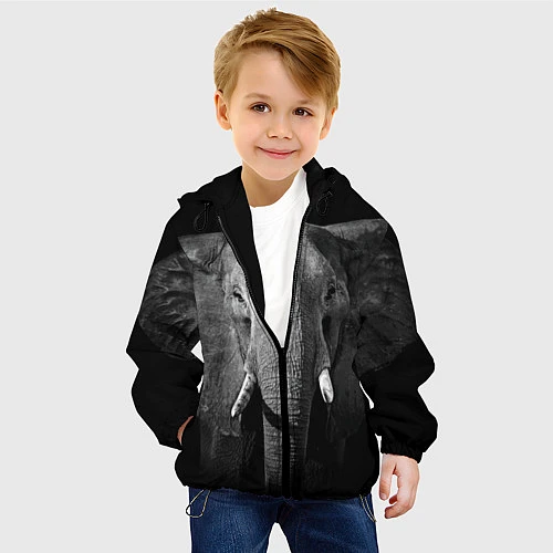 Детская куртка Взгляд слона / 3D-Черный – фото 4