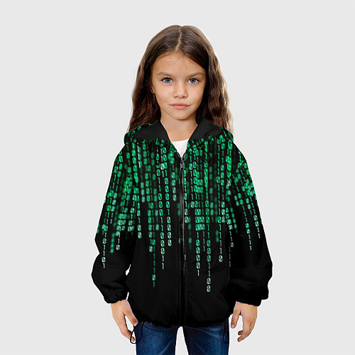 Детская куртка Цифровой поток из матрицы / 3D-Черный – фото 3