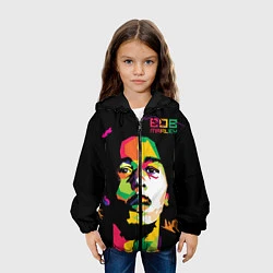 Куртка с капюшоном детская Боб Марли: фан-арт, цвет: 3D-черный — фото 2