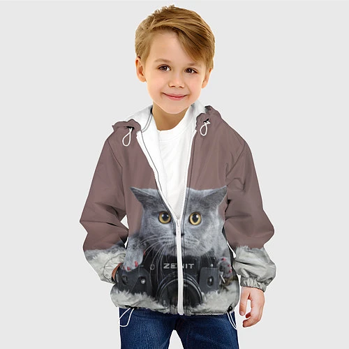 Детская куртка Котик фотограф / 3D-Белый – фото 4