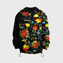 Куртка с капюшоном детская Цветочки, цвет: 3D-черный