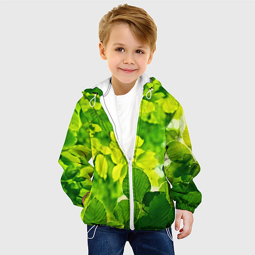 Детская куртка Зелёные листья / 3D-Белый – фото 4