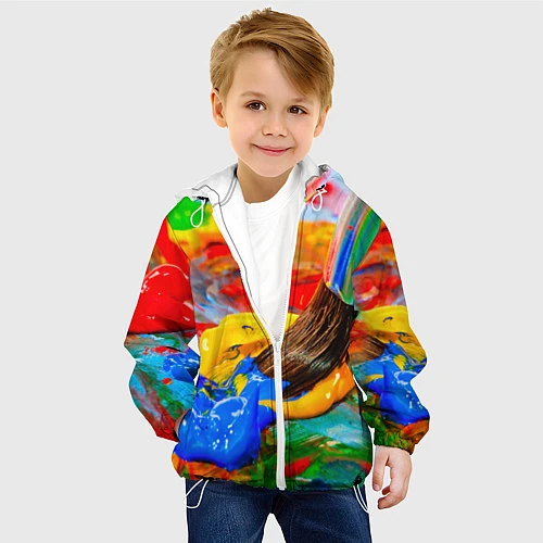 Детская куртка Краски / 3D-Белый – фото 4