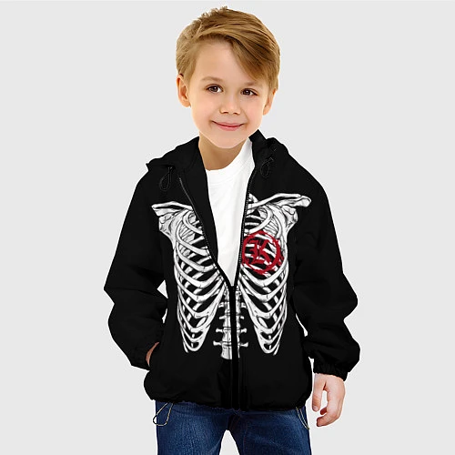 Детская куртка Кукрыниксы: Скелет / 3D-Черный – фото 4