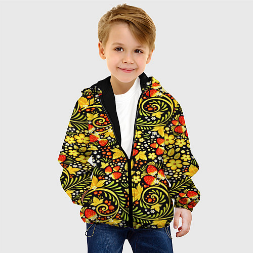 Детская куртка Khokhloma pattern / 3D-Черный – фото 4