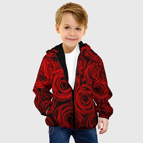 Детская куртка Красные розы / 3D-Черный – фото 4