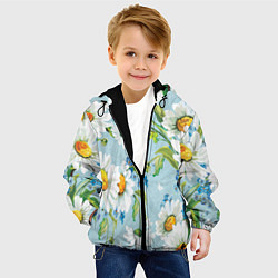 Куртка с капюшоном детская Ромашки, цвет: 3D-черный — фото 2