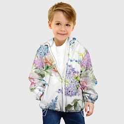 Куртка с капюшоном детская Сирень и Пионы, цвет: 3D-белый — фото 2