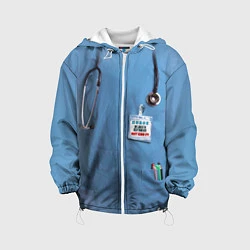 Куртка с капюшоном детская Костюм врача, цвет: 3D-белый