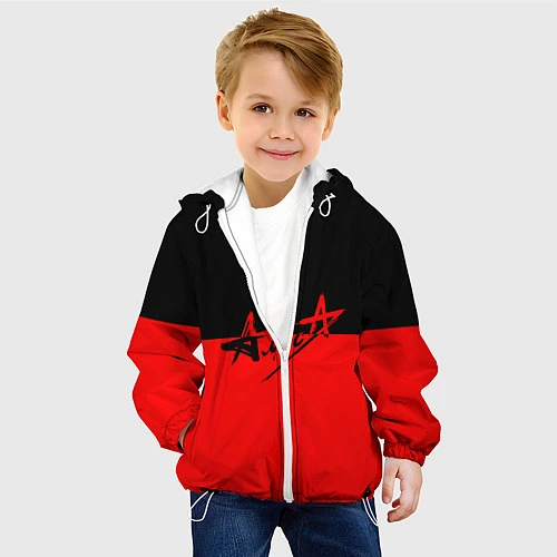 Детская куртка АлисА: Черный & Красный / 3D-Белый – фото 4