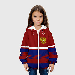 Куртка с капюшоном детская Герб РФ: Красный стиль, цвет: 3D-белый — фото 2