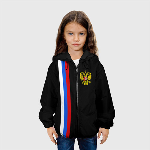 Детская куртка Россия: Линия триколор / 3D-Черный – фото 3