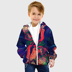 Куртка с капюшоном детская Цветные разводы, цвет: 3D-белый — фото 2
