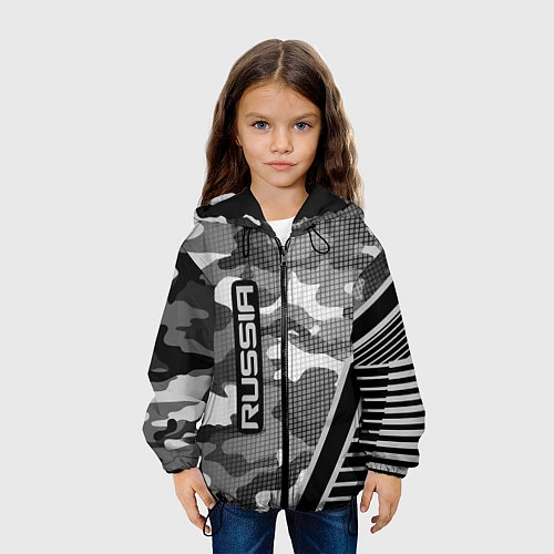 Детская куртка Russia: Grey Camo / 3D-Черный – фото 3
