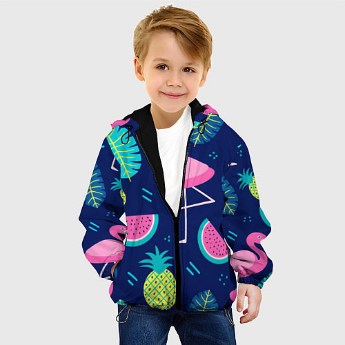 Детская куртка Фруктовый фламинго / 3D-Черный – фото 4