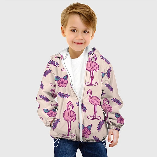 Детская куртка Фламинго: розовый мотив / 3D-Белый – фото 4