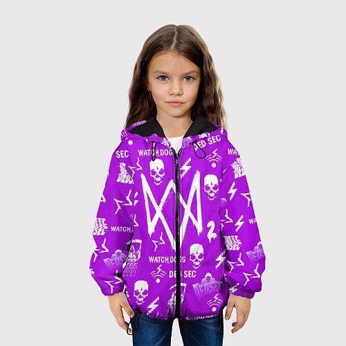 Детская куртка Watch Dogs 2: Violet Pattern / 3D-Черный – фото 3
