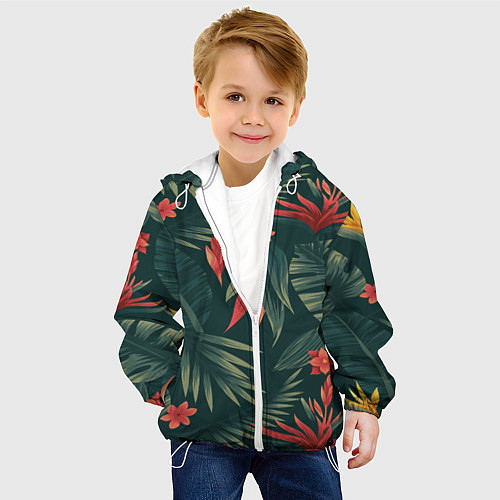 Детская куртка Зеленые тропики / 3D-Белый – фото 4
