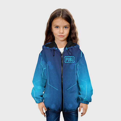Детская куртка PUBG: Blue Hexagons / 3D-Черный – фото 3