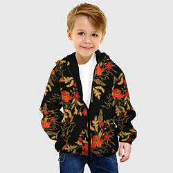 Куртка с капюшоном детская Полевые цветы, цвет: 3D-черный — фото 2