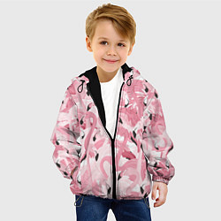 Куртка с капюшоном детская Розовый фламинго, цвет: 3D-черный — фото 2