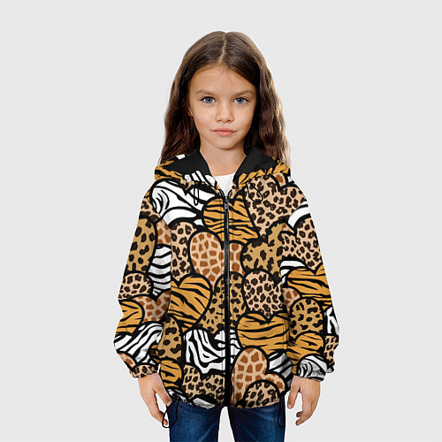 Детская куртка Сердца из шкур африканских животных / 3D-Черный – фото 3
