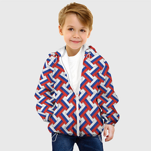Детская куртка Российский триколор плетёнка / 3D-Белый – фото 4