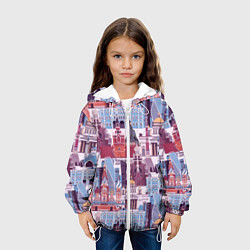 Куртка с капюшоном детская Москва архитектура, цвет: 3D-белый — фото 2