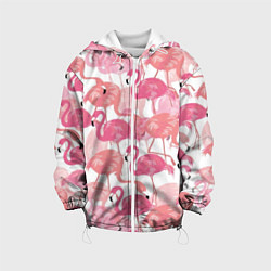 Куртка с капюшоном детская Рай фламинго, цвет: 3D-белый