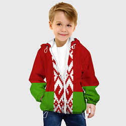 Куртка с капюшоном детская Беларусь флаг, цвет: 3D-белый — фото 2