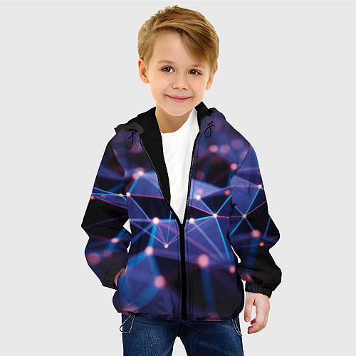 Детская куртка Абстрактные линии и свечение / 3D-Черный – фото 4