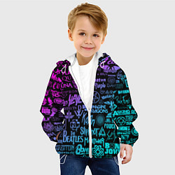 Куртка с капюшоном детская ЛОГОТИПЫ РОК ГРУПП, цвет: 3D-белый — фото 2