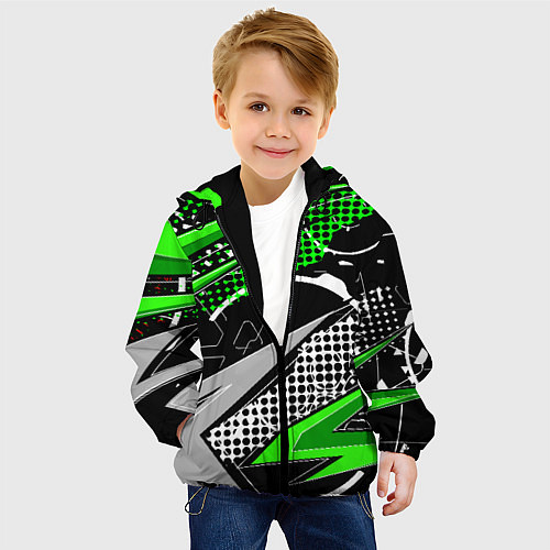 Детская куртка Black and green corners / 3D-Черный – фото 4