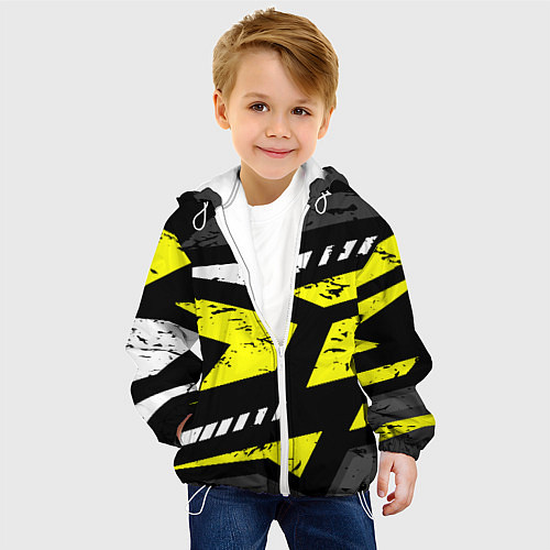 Детская куртка Black yellow abstract sport style / 3D-Белый – фото 4