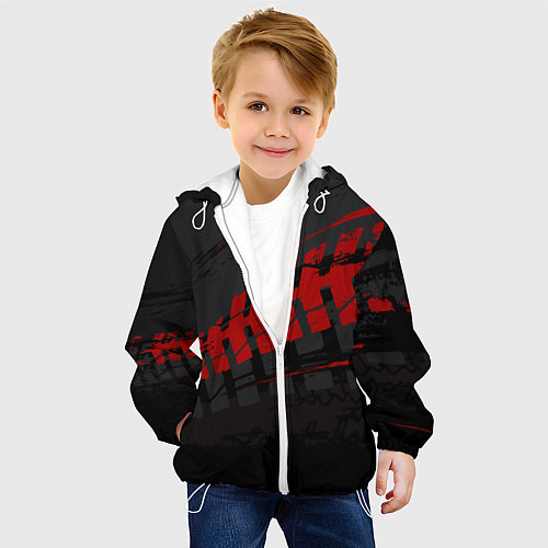 Детская куртка Красный след на черном / 3D-Белый – фото 4