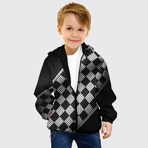 Детская куртка Финишная лента в клетку / 3D-Черный – фото 4