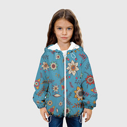 Куртка с капюшоном детская Цветочный рай узор, цвет: 3D-белый — фото 2