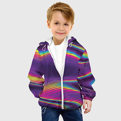 Детская куртка Разноцветные волнообразные / 3D-Белый – фото 4